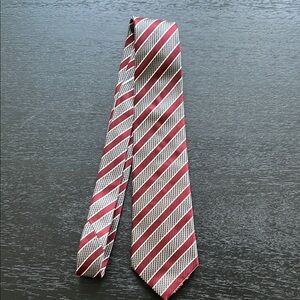Ermenegildo Zegna Red and White Striped Tie